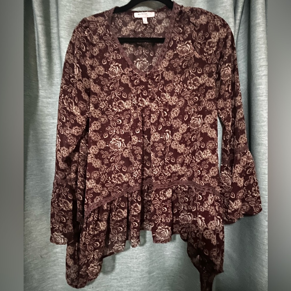 Blu-Pepper Vintage size S tunic blouse top in plum